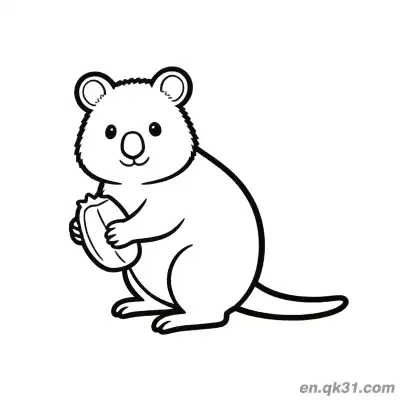Free printable Quokka Holding Leaf Sitting Coloring Page coloring page