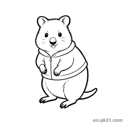 Free printable Quokka Wearing Jacket Sitting Coloring Page coloring page