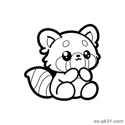 Free printable Chubby Red Panda with Cheeks on Paws Coloring Page coloring page
