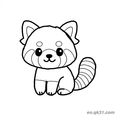 Free printable Cute Big Head Sitting Red Panda Coloring Page coloring page
