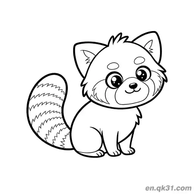 Free printable Cute Sitting Red Panda Coloring Page coloring page