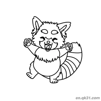Free printable Happy Red Panda with Paws Up Coloring Page coloring page