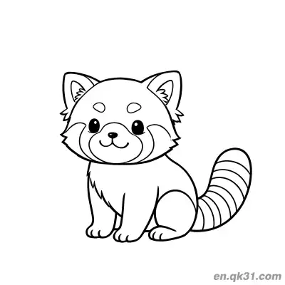 Free printable Minimalist Sitting Red Panda Coloring Page coloring page
