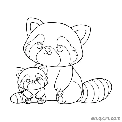 Free printable Mother and Baby Red Panda Sitting Coloring Page coloring page