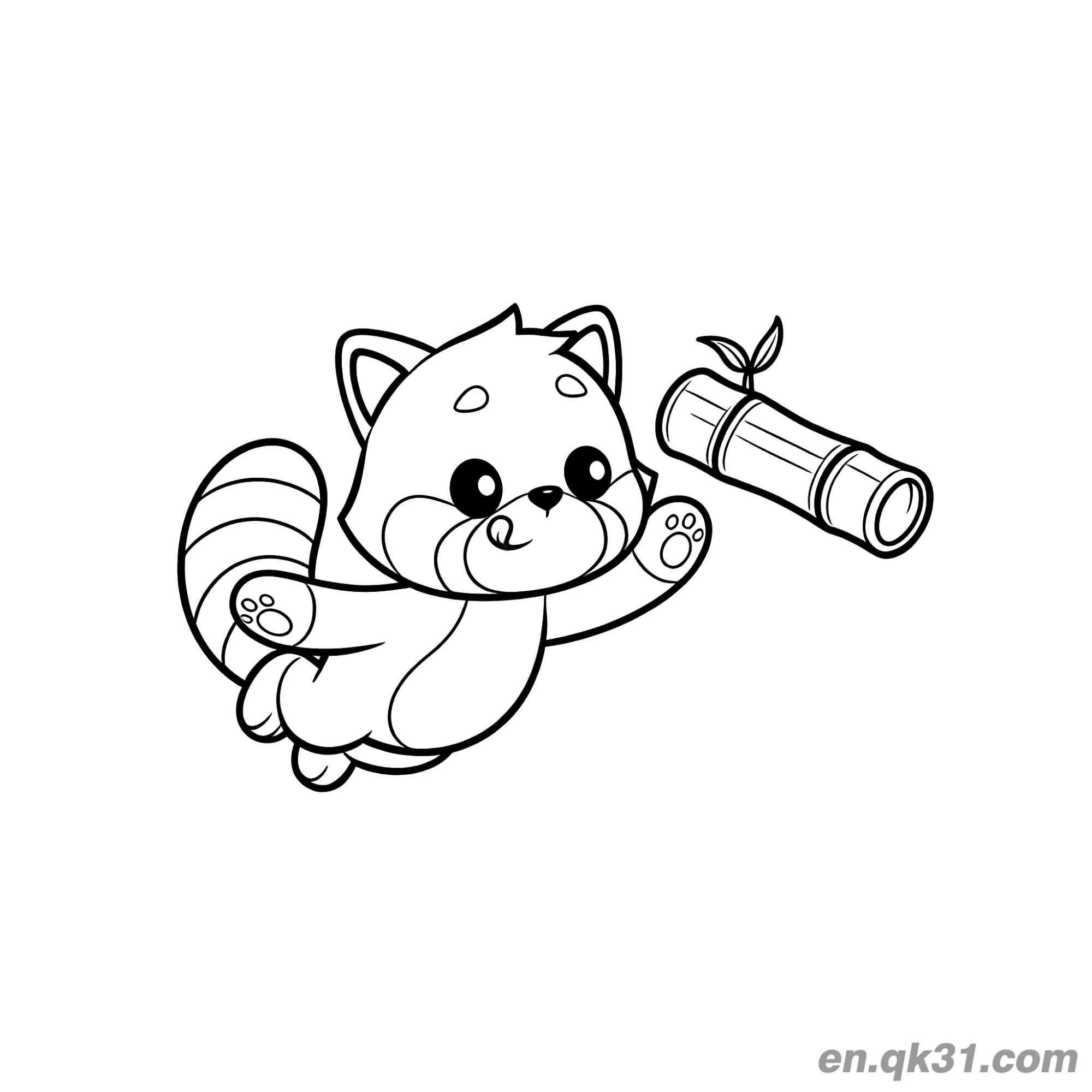 Red Panda Flying to Catch Bamboo Coloring Page – Free Printable Coloring Page for Kids and Adults