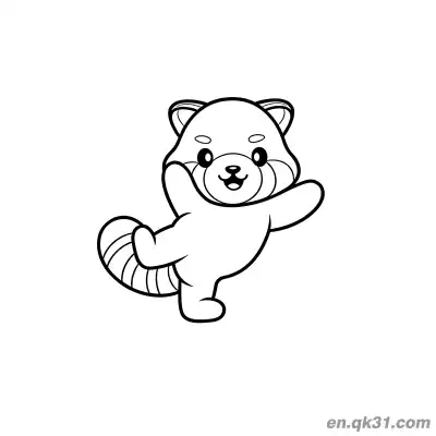 Free printable Red Panda Happy Dancing on One Leg Coloring Page coloring page