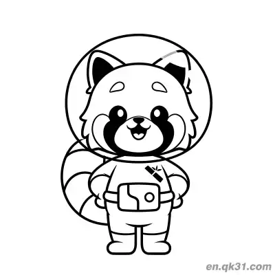 Free printable Red Panda in Astronaut Suit Standing Coloring Page coloring page