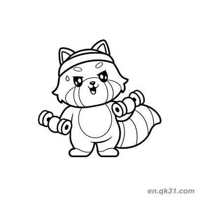 Free printable Red Panda Lifting Dumbbells Coloring Page coloring page