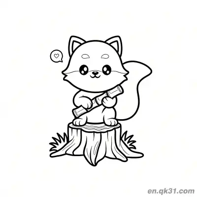Free printable Red Panda on Stump Holding Bamboo with Heart Coloring Page coloring page