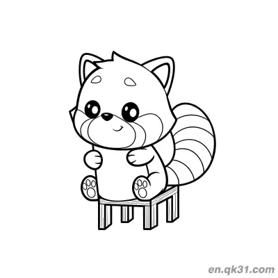 Free printable Red Panda Sitting on Chair Coloring Page coloring page
