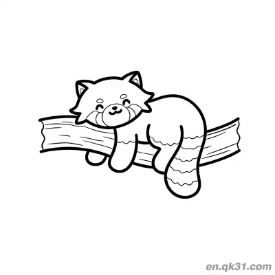 Free printable Red Panda Sleeping on Tree Branch Coloring Page coloring page