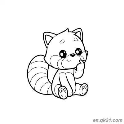 Free printable Red Panda Thinking with Cheek on Paw Coloring Page coloring page