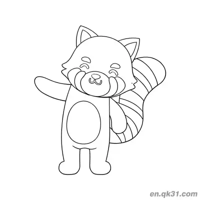 Free printable Red Panda Waving and Laughing Coloring Page coloring page