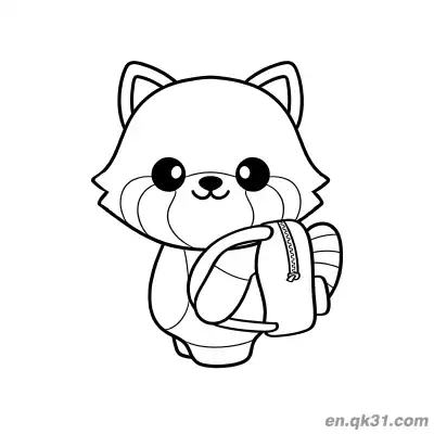 Free printable Red Panda with Backpack Coloring Page coloring page