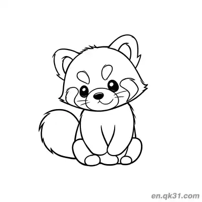 Free printable Red Panda with Fluffy Tail Sitting Coloring Page coloring page