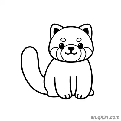 Free printable Red Panda with Smooth Tail Sitting Coloring Page coloring page