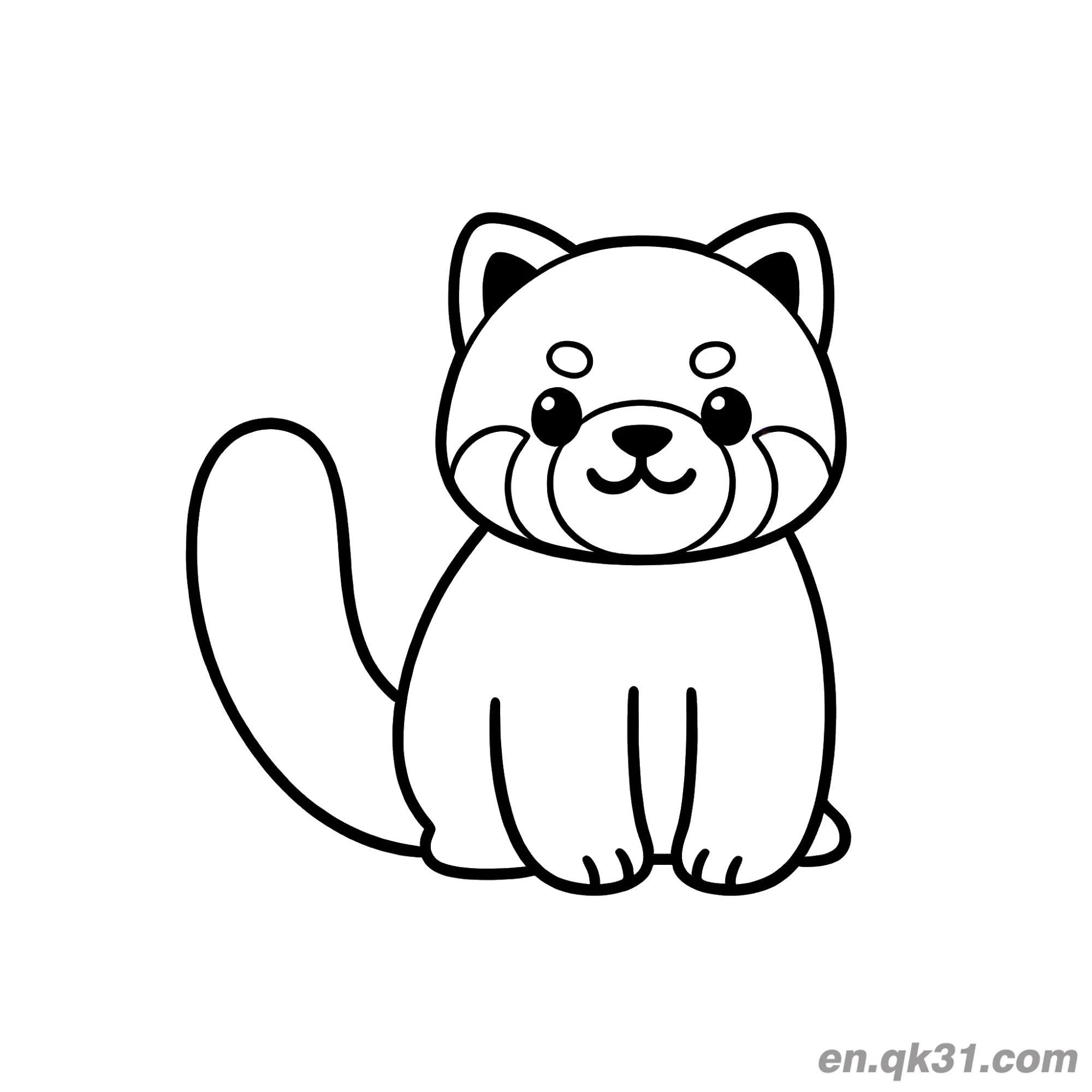 Red Panda with Smooth Tail Sitting Coloring Page – Free Printable Coloring Page for Kids and Adults