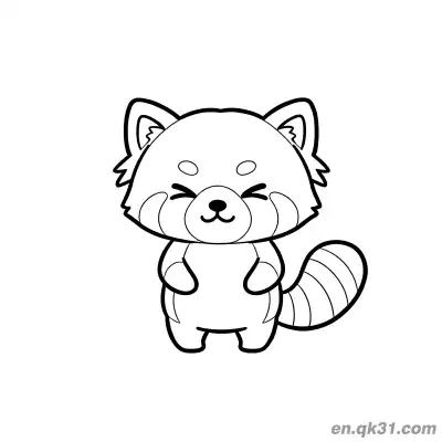 Free printable Smiling Red Panda with Eyes Closed Coloring Page coloring page