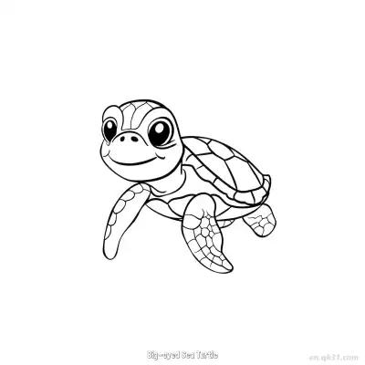 Free printable Big-eyed Sea Turtle  Coloring Page - Free PDF Printable Sea Turtle Coloring Sheets coloring page