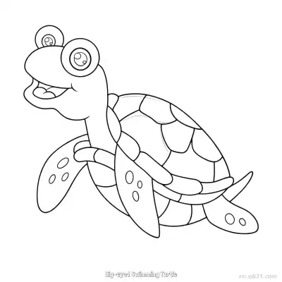 Free printable Big-eyed Swimming Turtle  Coloring Page - Free PDF Printable Sea Turtle Coloring Sheets coloring page