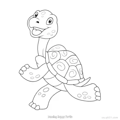 Free printable Dancing Happy Turtle  Coloring Page - Free PDF Printable Sea Turtle Coloring Sheets coloring page