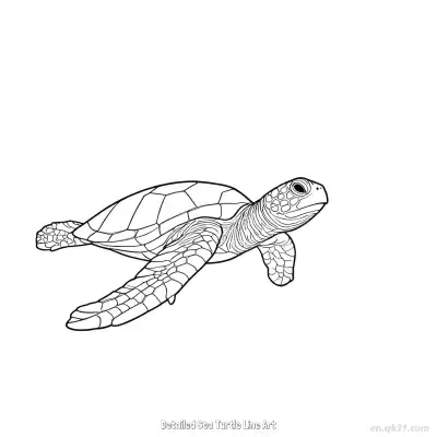 Free printable Detailed Sea Turtle Line Art  Coloring Page - Free PDF Printable Sea Turtle Coloring Sheets coloring page