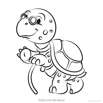 Free printable Elderly Turtle with Glasses  Coloring Page - Free PDF Printable Sea Turtle Coloring Sheets coloring page