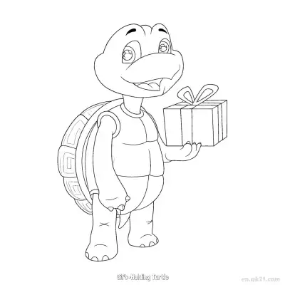 Free printable Gift-Holding Turtle  Coloring Page - Free PDF Printable Sea Turtle Coloring Sheets coloring page