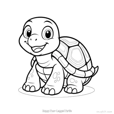 Free printable Happy Four-Legged Turtle  Coloring Page - Free PDF Printable Sea Turtle Coloring Sheets coloring page
