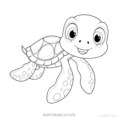 Free printable Playful Swimming Sea Turtle  Coloring Page - Free PDF Printable Sea Turtle Coloring Sheets coloring page