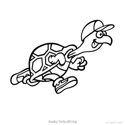 Free printable Running Turtle with Cap  Coloring Page - Free PDF Printable Sea Turtle Coloring Sheets coloring page