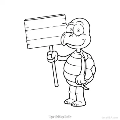 Free printable Sign-Holding Turtle  Coloring Page - Free PDF Printable Sea Turtle Coloring Sheets coloring page