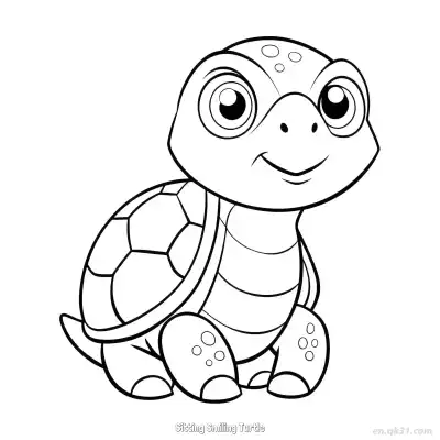 Free printable Sitting Smiling Turtle  Coloring Page - Free PDF Printable Sea Turtle Coloring Sheets coloring page