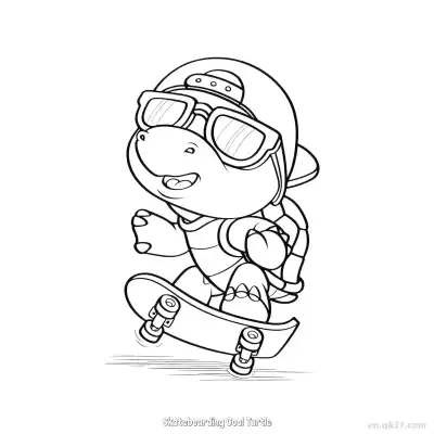 Free printable Skateboarding Cool Turtle  Coloring Page - Free PDF Printable Sea Turtle Coloring Sheets coloring page