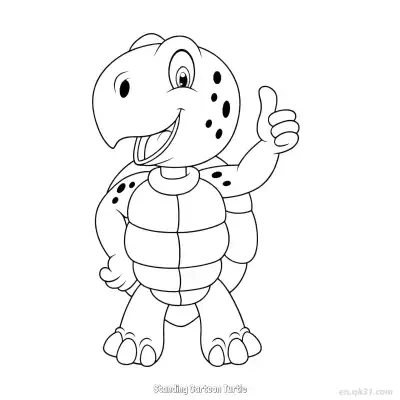 Free printable Standing Cartoon Turtle  Coloring Page - Free PDF Printable Sea Turtle Coloring Sheets coloring page
