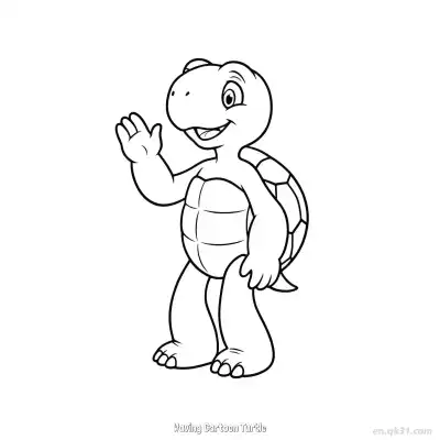 Free printable Waving Cartoon Turtle  Coloring Page - Free PDF Printable Sea Turtle Coloring Sheets coloring page