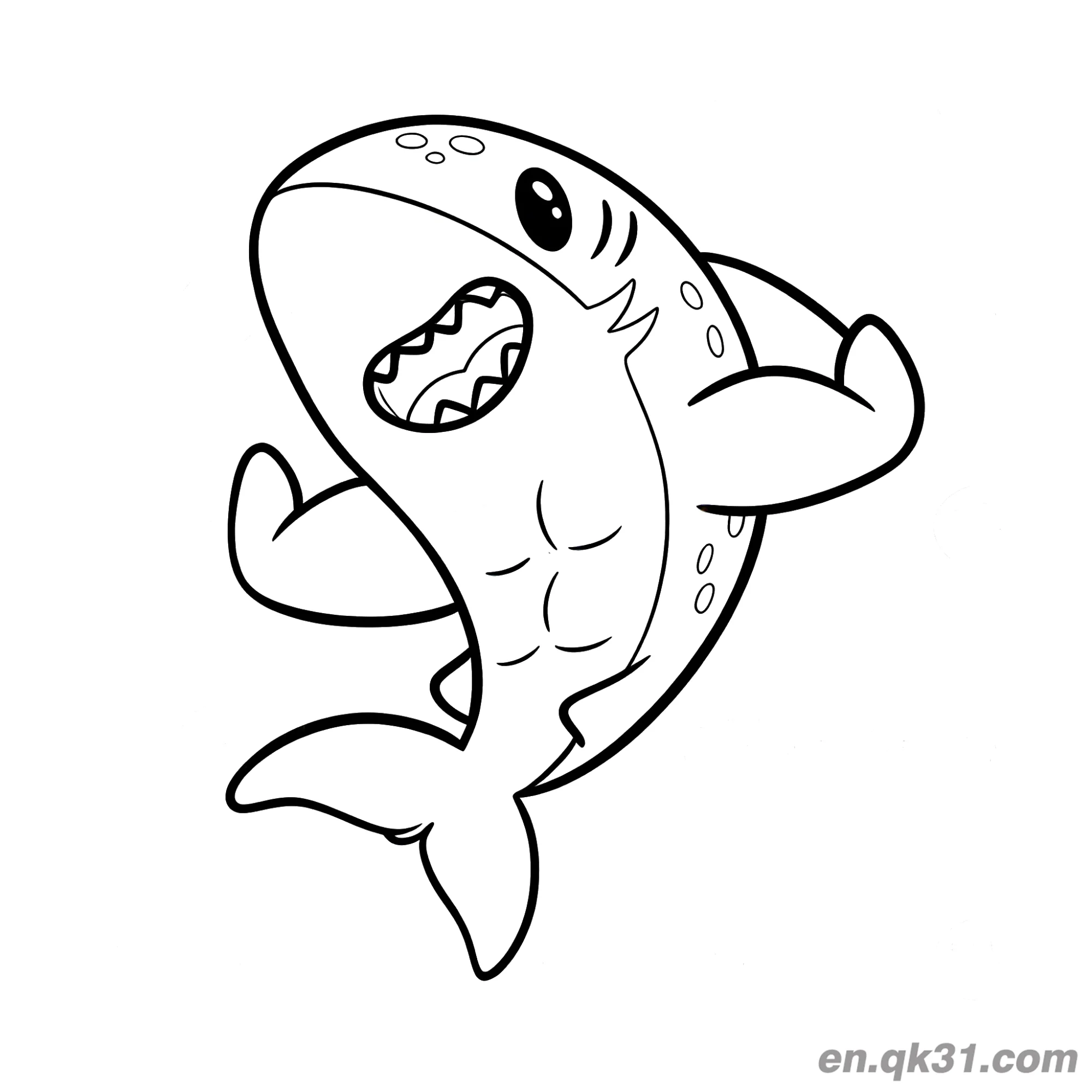 Cheerful Shark Coloring Page – Free Printable Coloring Page for Kids and Adults
