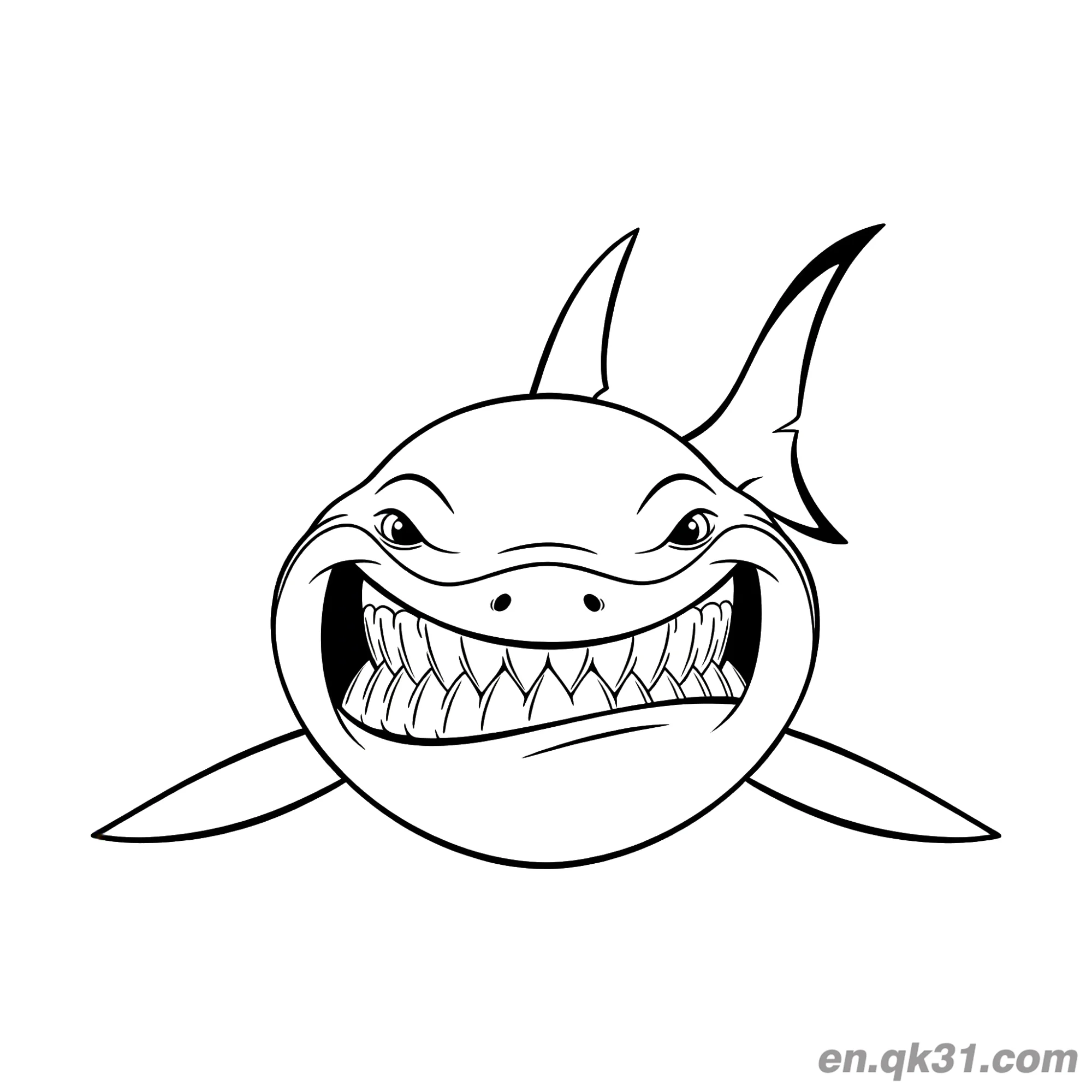 Grinning Shark Head Coloring Page – Free Printable Coloring Page for Kids and Adults