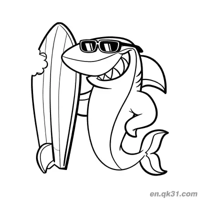 Free printable Shark Holding a Surfboard Coloring Page coloring page
