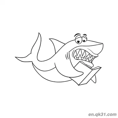 Free printable Shark Reading a Book Coloring Page coloring page