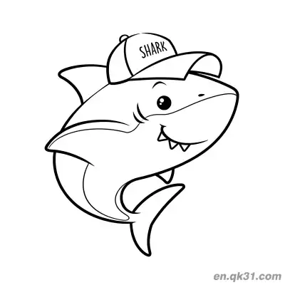 Free printable Shark with Baseball Cap Coloring Page coloring page