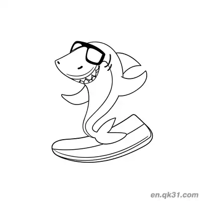 Free printable Surfing Shark Coloring Page coloring page
