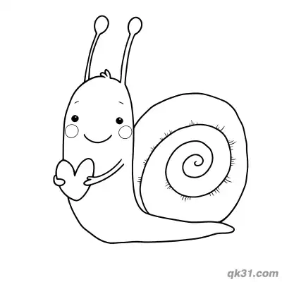 Cute Snail Hugging a Heart Coloring Page