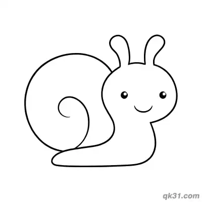 Gentle Minimalist Snail with Teardrop Antennae Coloring Page