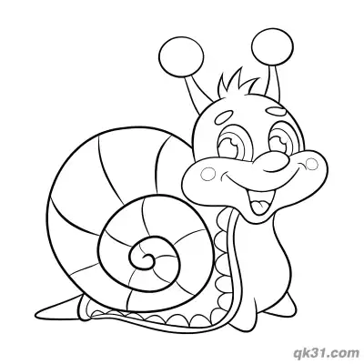 Laughing Anthropomorphic Snail Cartoon Coloring Page