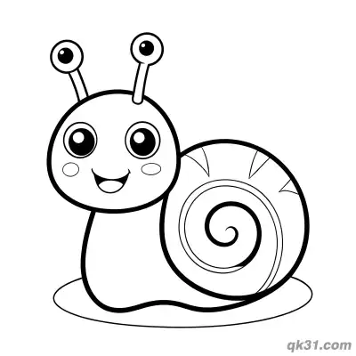 Free printable Laughing Big Head Snail Front View Coloring Page coloring page