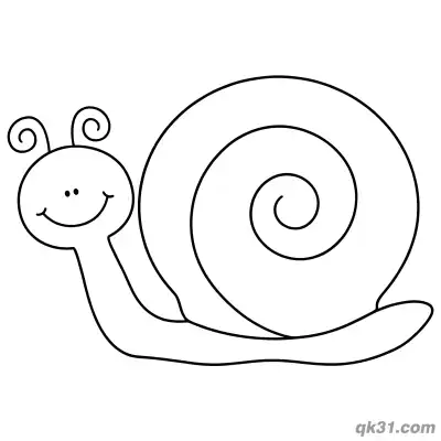 Free printable Minimalist Snail with Curled Antennae Coloring Page coloring page
