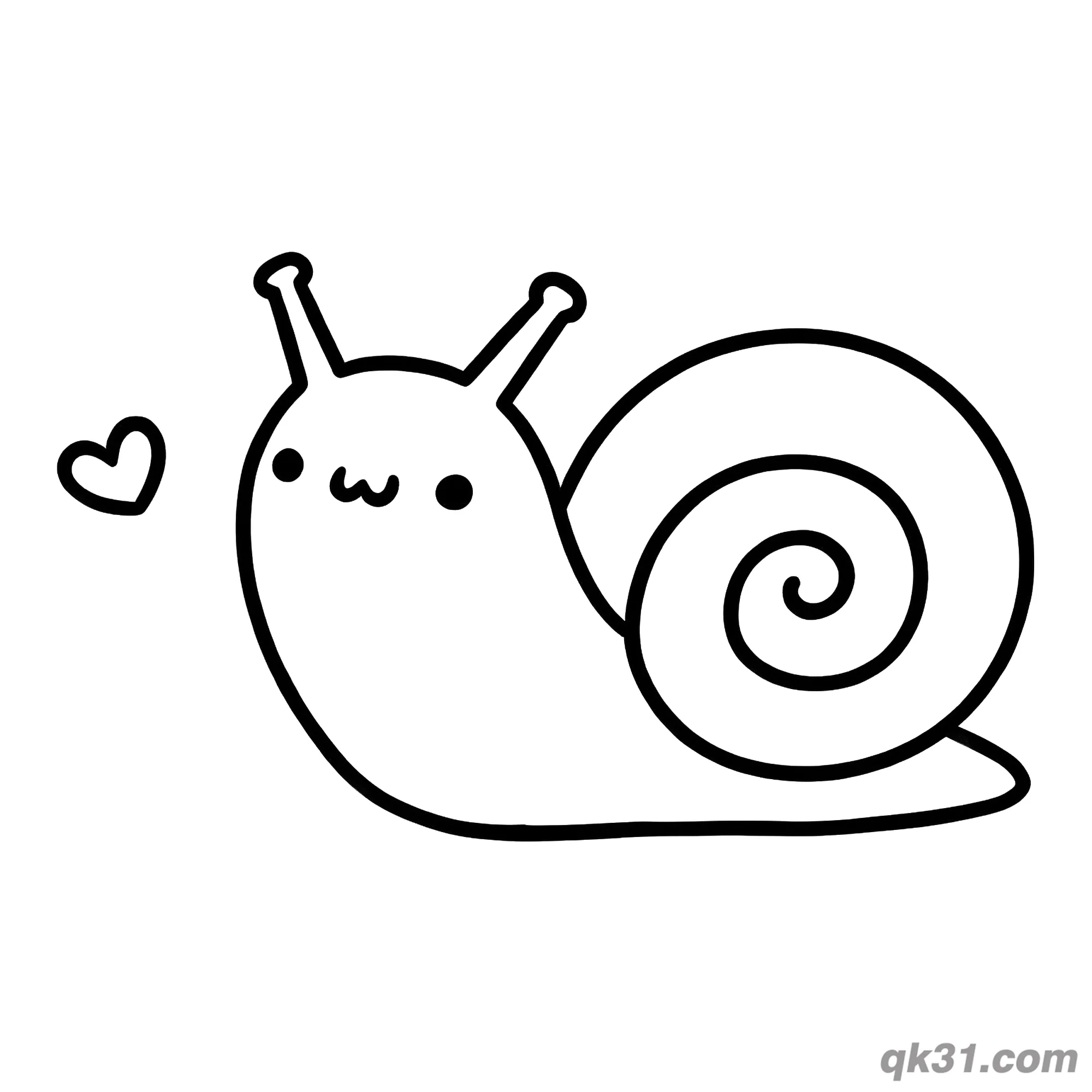 Simple Snail with Heart Decoration Coloring Page – Free Printable Coloring Page for Kids and Adults