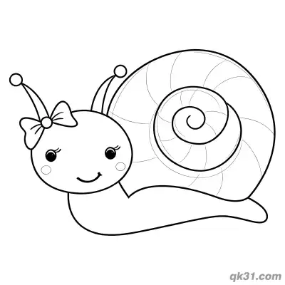 Free printable Sweet Snail with Bow and Eyelashes Coloring Page coloring page