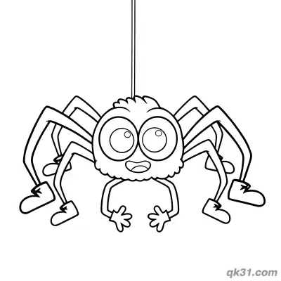 Anthropomorphic Hanging Spider Wearing Shoes Coloring Page